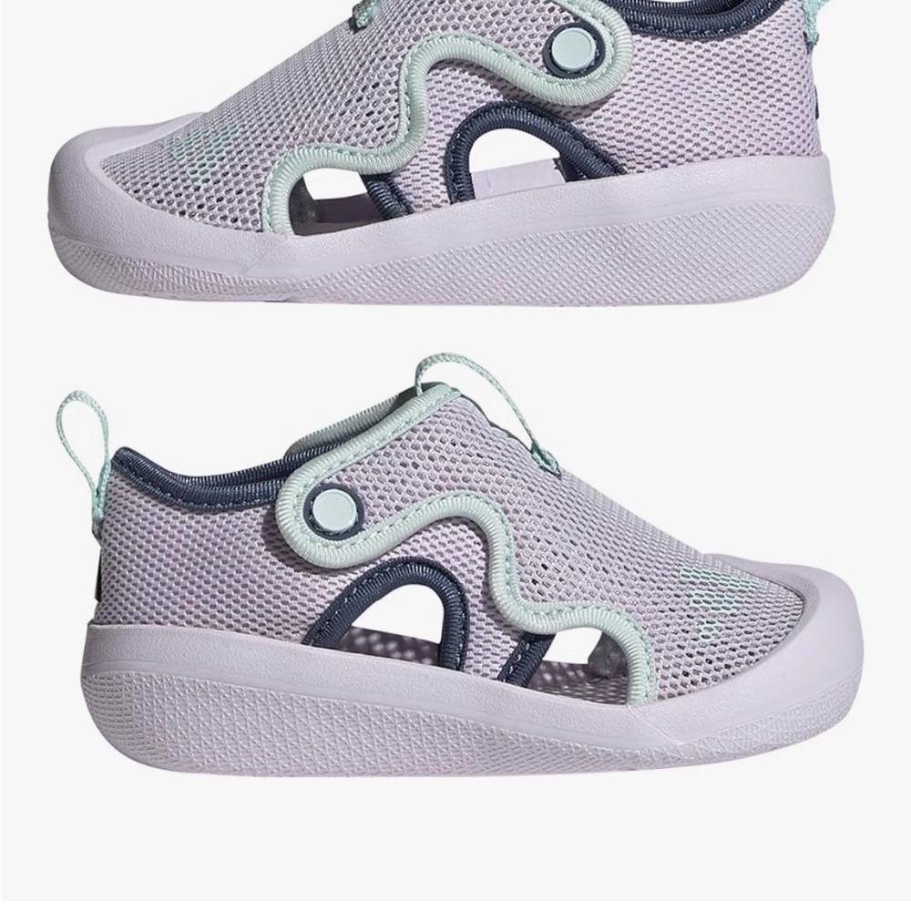 adidas Lavender Mesh Baby Walker Shoes with Mint and Navy Accents